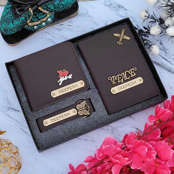 Customized wallet passport cover combo for mens