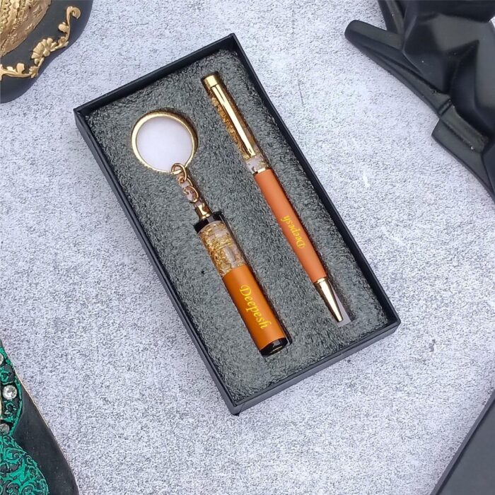 Elegant Personalized Pen and Keychain Gift Set