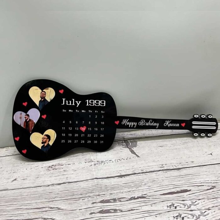 Personalized Guitar-Shaped Calendar Frame - Image 2