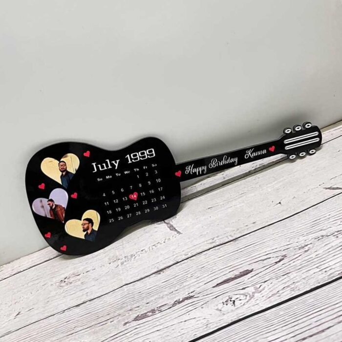 Personalized Guitar-Shaped Calendar Frame