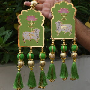 Cow MDF Decorative Hanging with Pearl Tassels