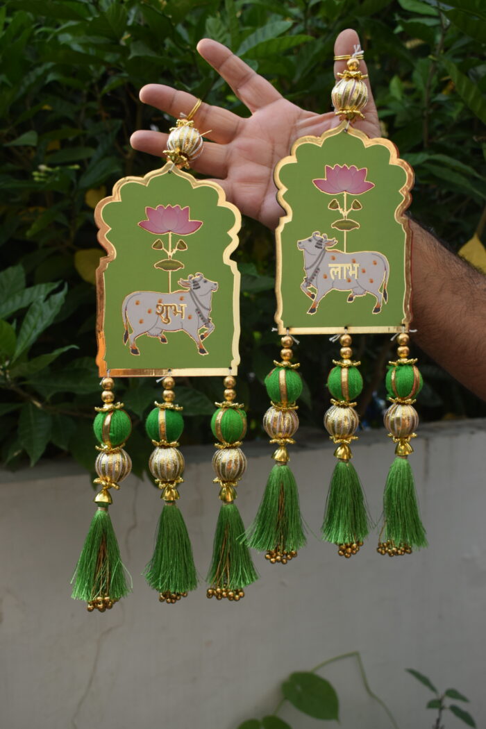 Cow MDF Decorative Hanging with Pearl Tassels