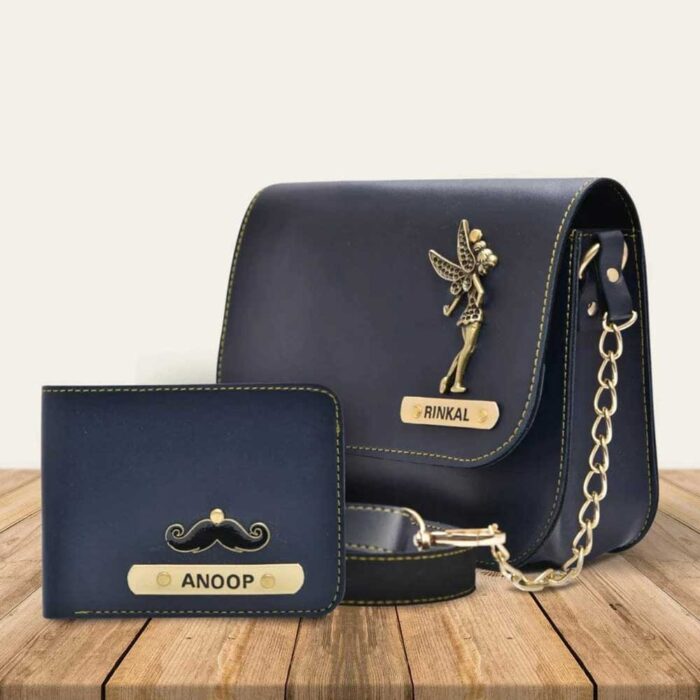 Personalized Wallet & Sling Bag Combo – Couple Set