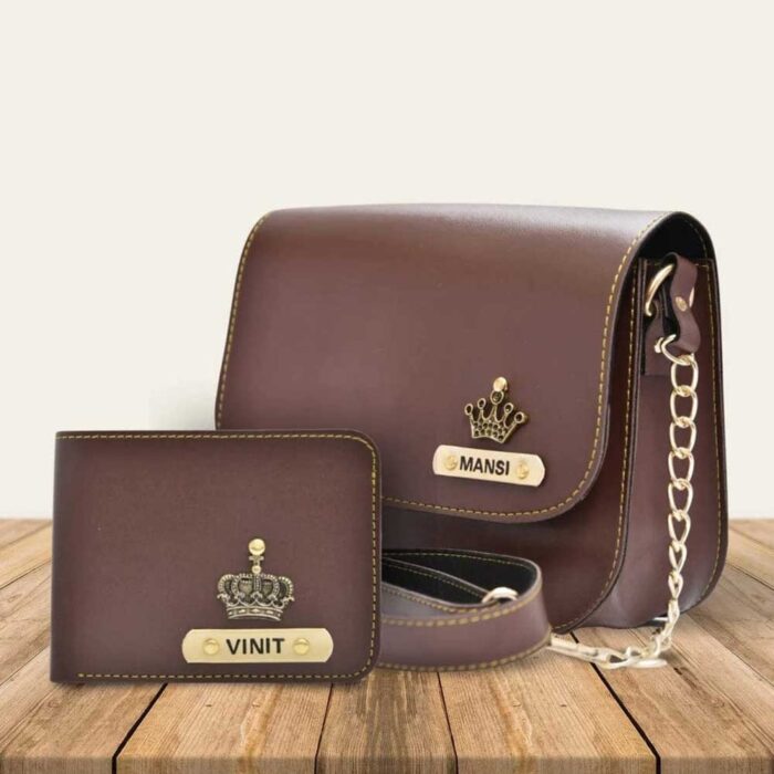 Personalized Wallet & Sling Bag Combo – Couple Set - Image 4